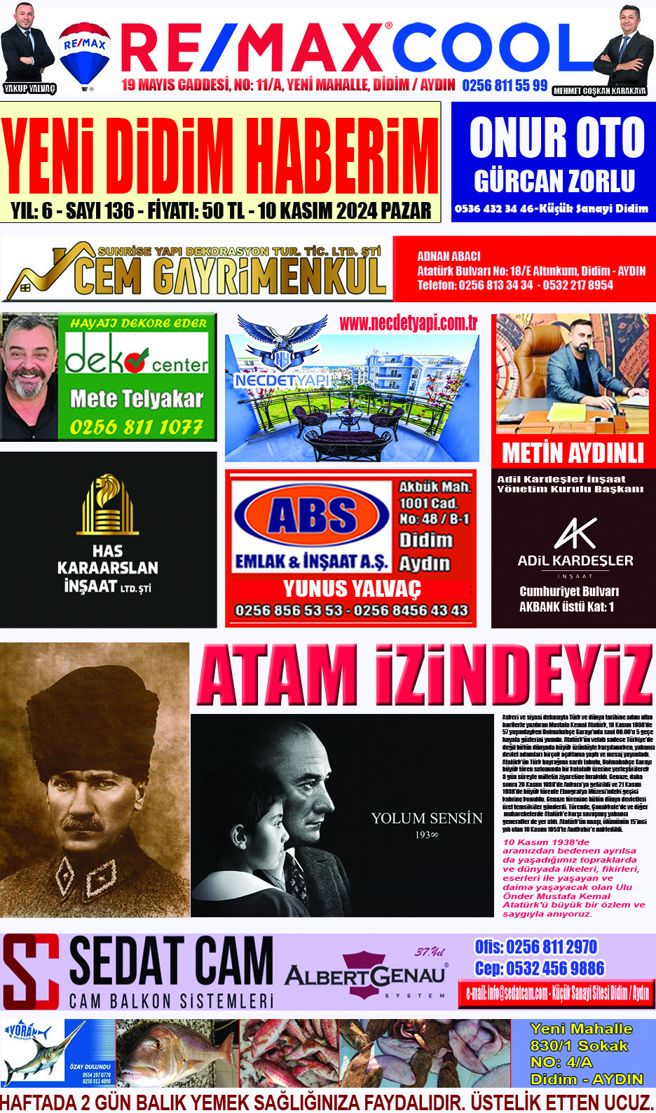 Yeni Didim Haberim Gazetesi 10 Kasım 2024 Özel Sayısı