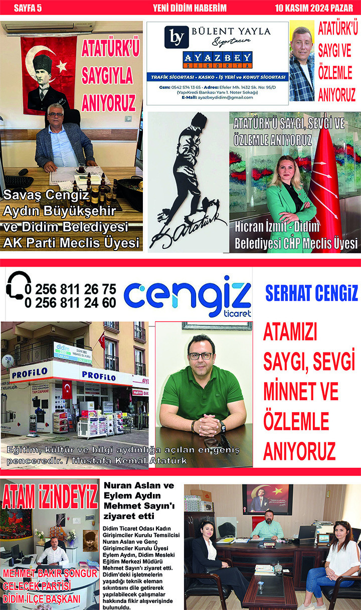 Yeni Didim Haberim Gazetesi 10 Kasım 2024 Özel Sayısı